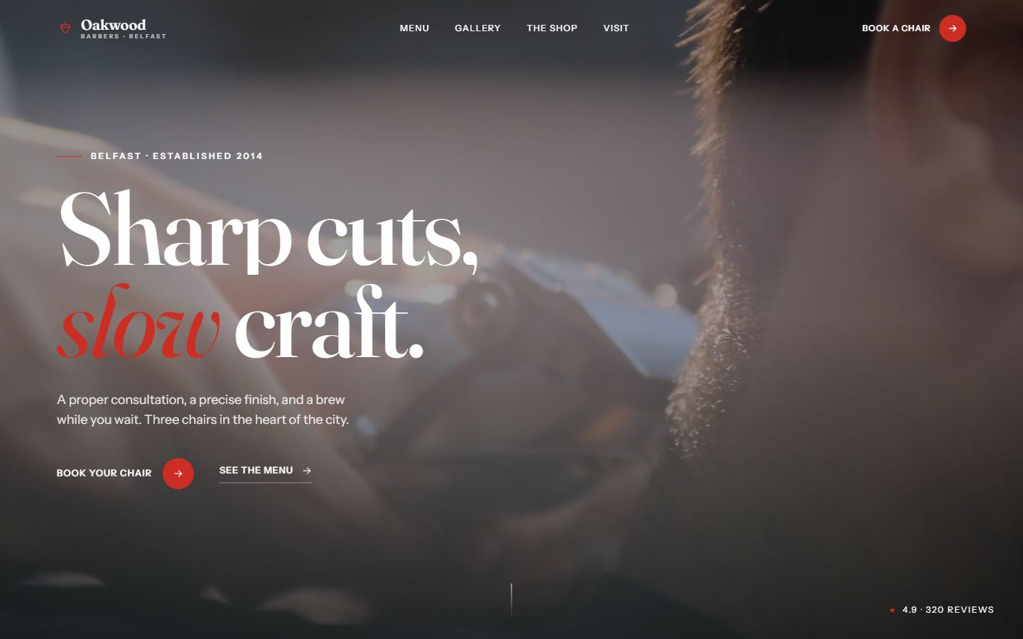 Oakwood Barbers — Barbershop website concept