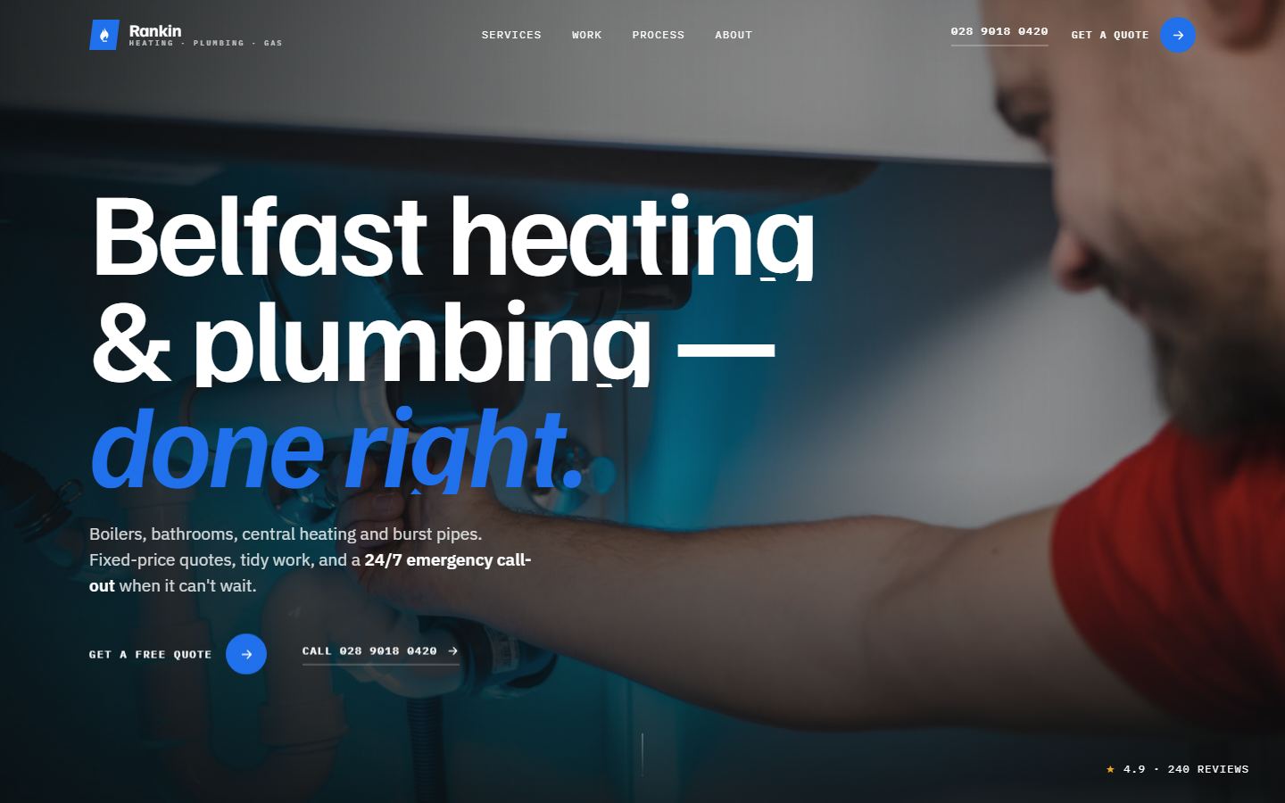 Rankin Heating — Trades website concept