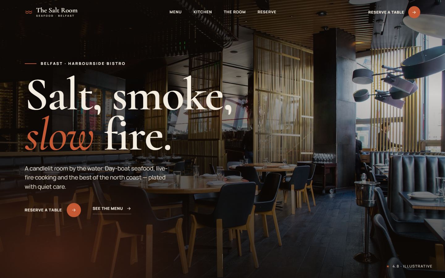The Salt Room — Restaurant website concept